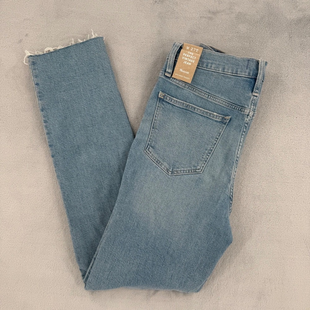 Madewell Jeans Pants Womens Size 27 T The Perfect Vintage  Light Wash Raw Hem